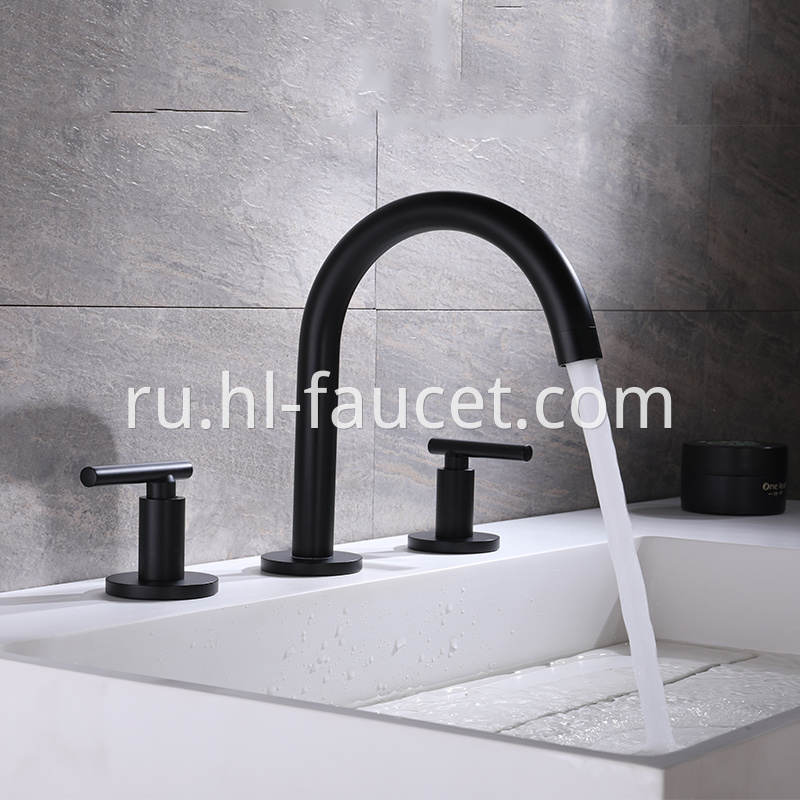 Black Brass Bathroom Split Basin Faucet